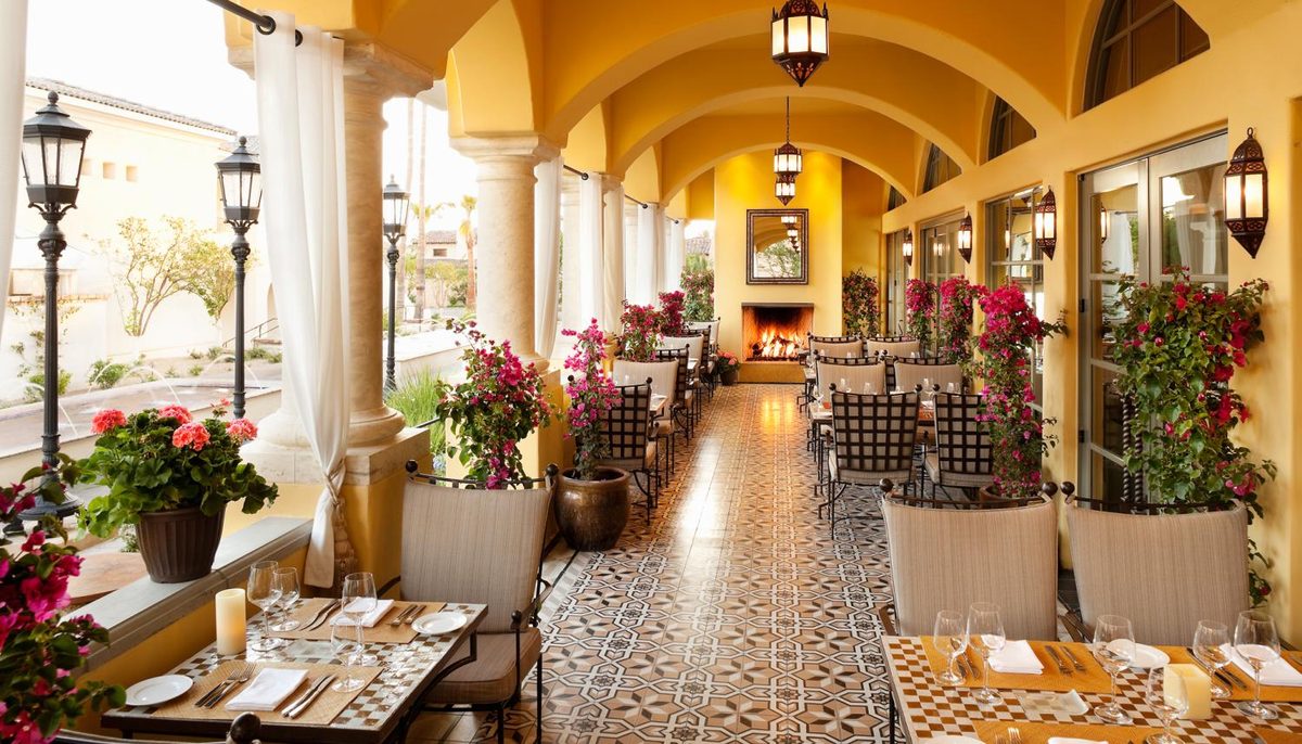 Prado's arched courtyard patio at the Omni Scottsdale Resort at Montelucia